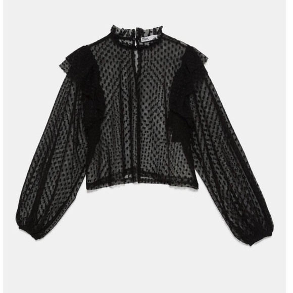 Zara Black Mesh top size M - Picture 1 of 3